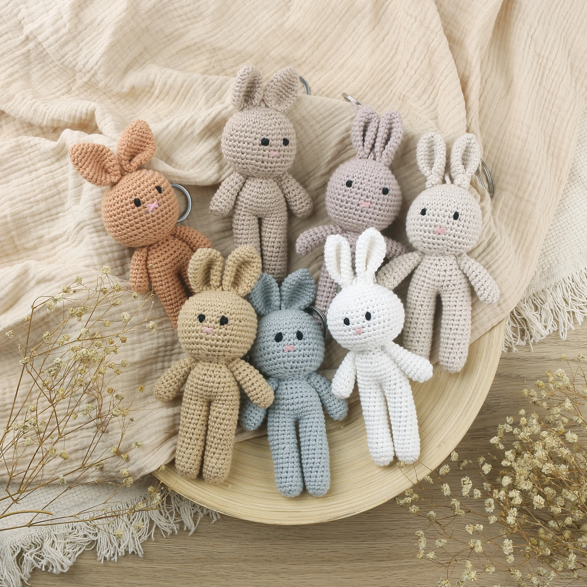 Handmade crochet Animal crochet key chain cotton crochet grinding teeth ring cute stick toy wholesale