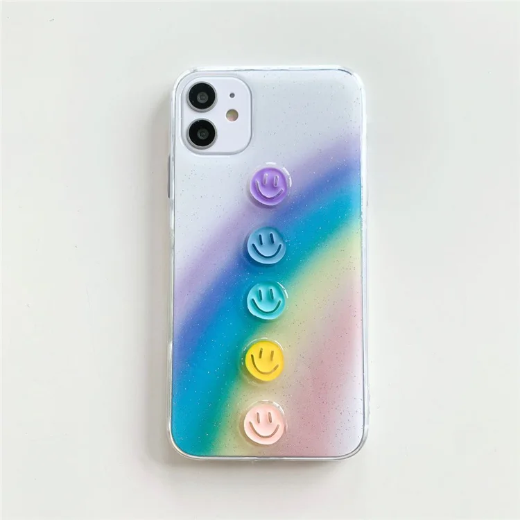 Fashion 3D cute smile face glitter bling design phone case clear soft tpu back cover for Iphone 11/12 pro max 6 7 8