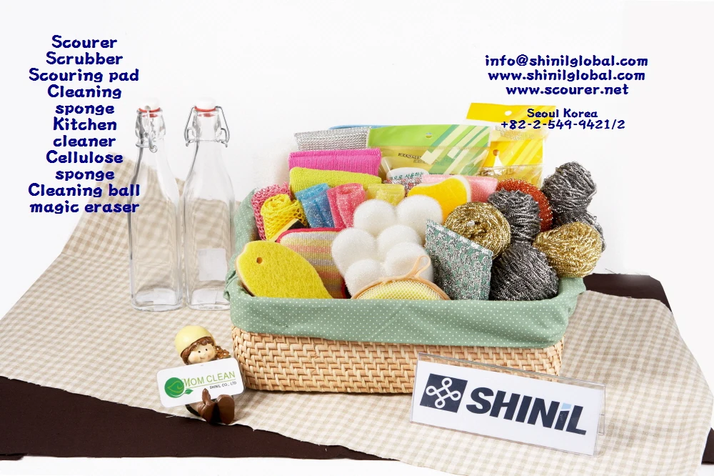 Non Scratch Hot Selling Polyester Net Kitchen Cleaning Sponge Scrubbers In shiny Gold And Silver