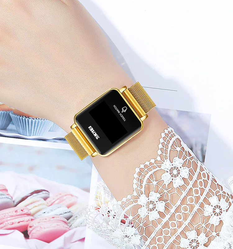 2022 SKMEI 1744 Touch Screen Led Watch Instructions Stainless Steel Men Sport Digital Led Watches