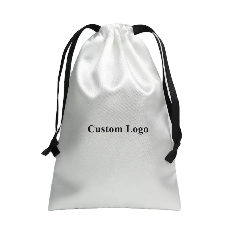Custom Silk Satin Jewelry Packaging Bag Drawstring Gift Bag Pouch Cosmetic brush Case travel toiletries beauty dustbag luxury