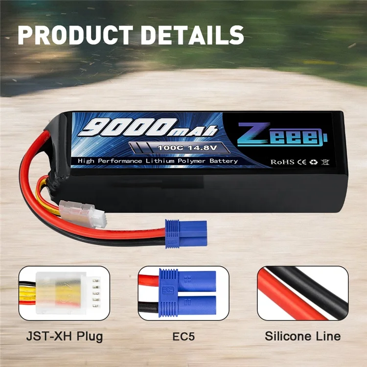 Zeee 4S 14 8 V 100C 9000 мА/ч лучший провод с силикатной гелевой батареи EC5 для Traxxas X-Maxx 8S 4WD RTR RC Monster