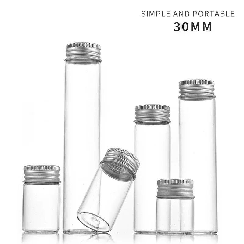Food Storage Tube Bottle Glass Test Tube bottle with threaded aluminum lid