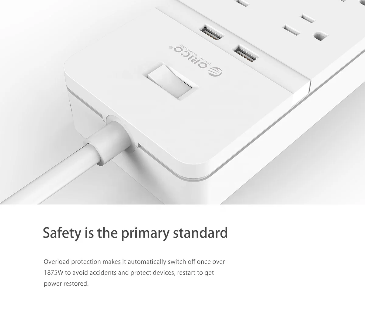  OEM Low MOQ Smart Charging Desktop Surge Protector Power Strip with 6 AC Outlets and 2 USB Ports