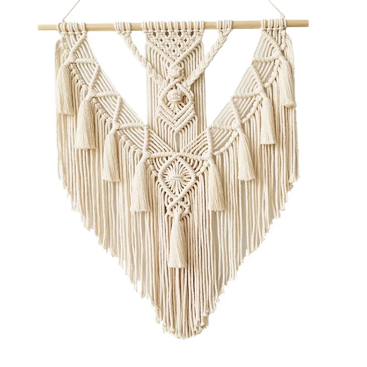 Handmade Tassel Tapestry Macrame Woven Geometric Bohemian Wall Hanging For Apartment Decoration