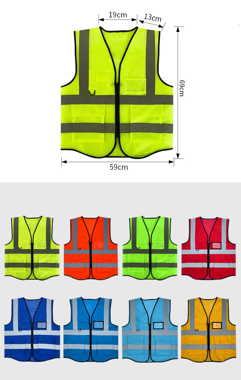 Custom logo red industrial work goods vest unisex reflector safety security vest purple with back pocket for construction worker