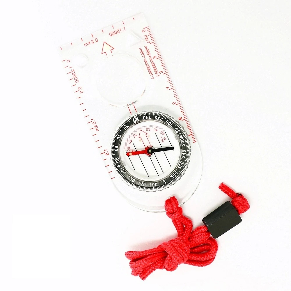 Ruler Map Scale Multi functional Pocket Transparent Small Outdoor Magnifying Compass For Camping Hiking Adventuring Travel