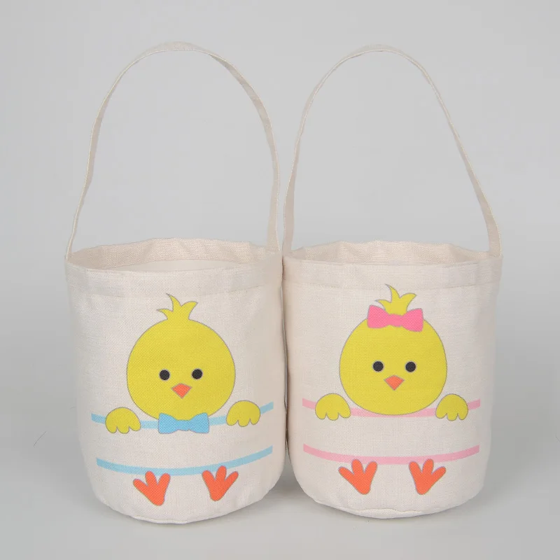 High King wholesale easter basket Canvas Easter Bunny Bag Easter Basket with sublimation for kids