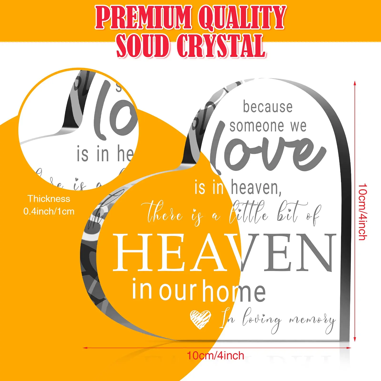 Personalized Sympathy Memorial Bereavement Gifts Crystal Glass Heart Condolence Gifts For Loss Of Loved One/Loss Of Father