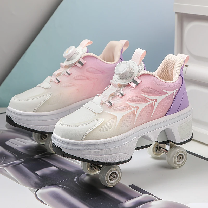 Deformation Parkour Four Wheels Rounds Of Running Casual Sneakers Unisex Roller Shoes Skating Shoes