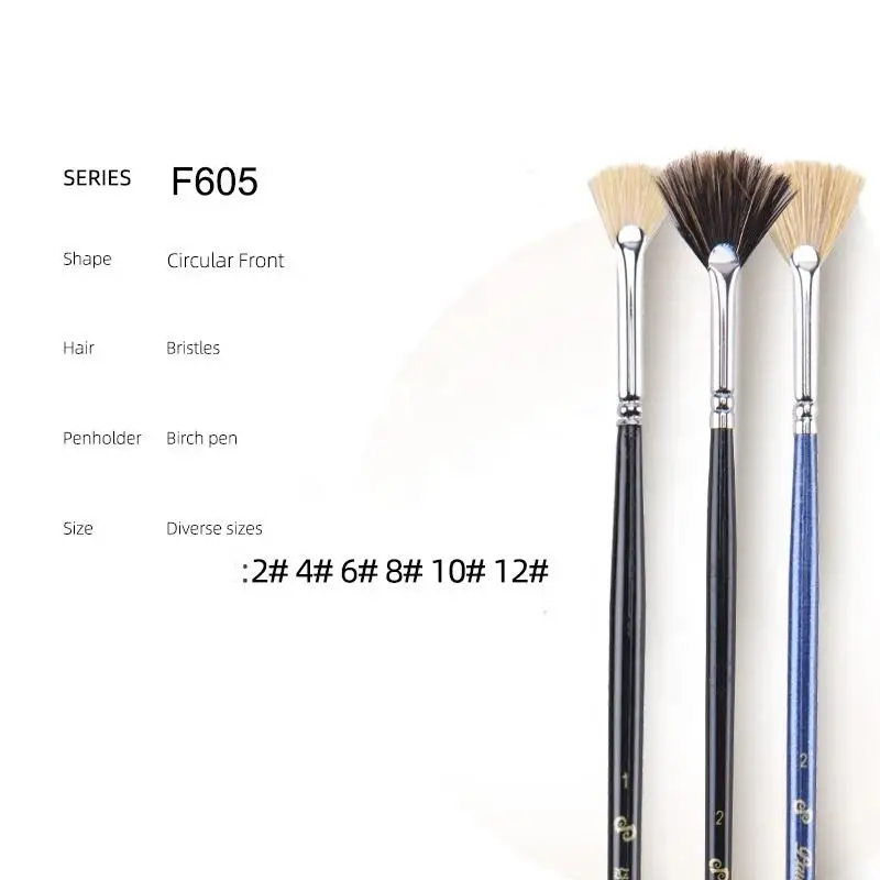 Custom Logo Acrylic Brush Set Long Wood Handle Bristle Hair Artist Oil Paint Brushes