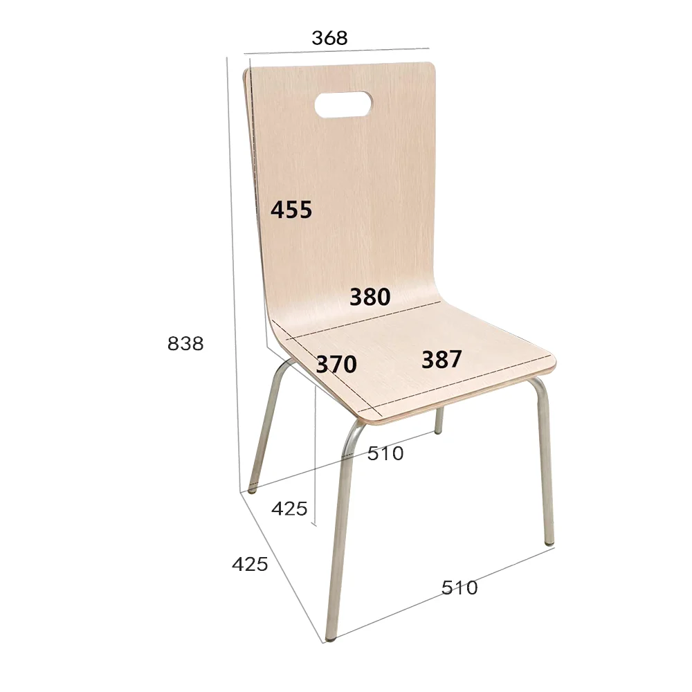 Durable Modern Dining Chair with Solid Wood Curved Bending Plywood Accessory for Dining Table Office Furniture