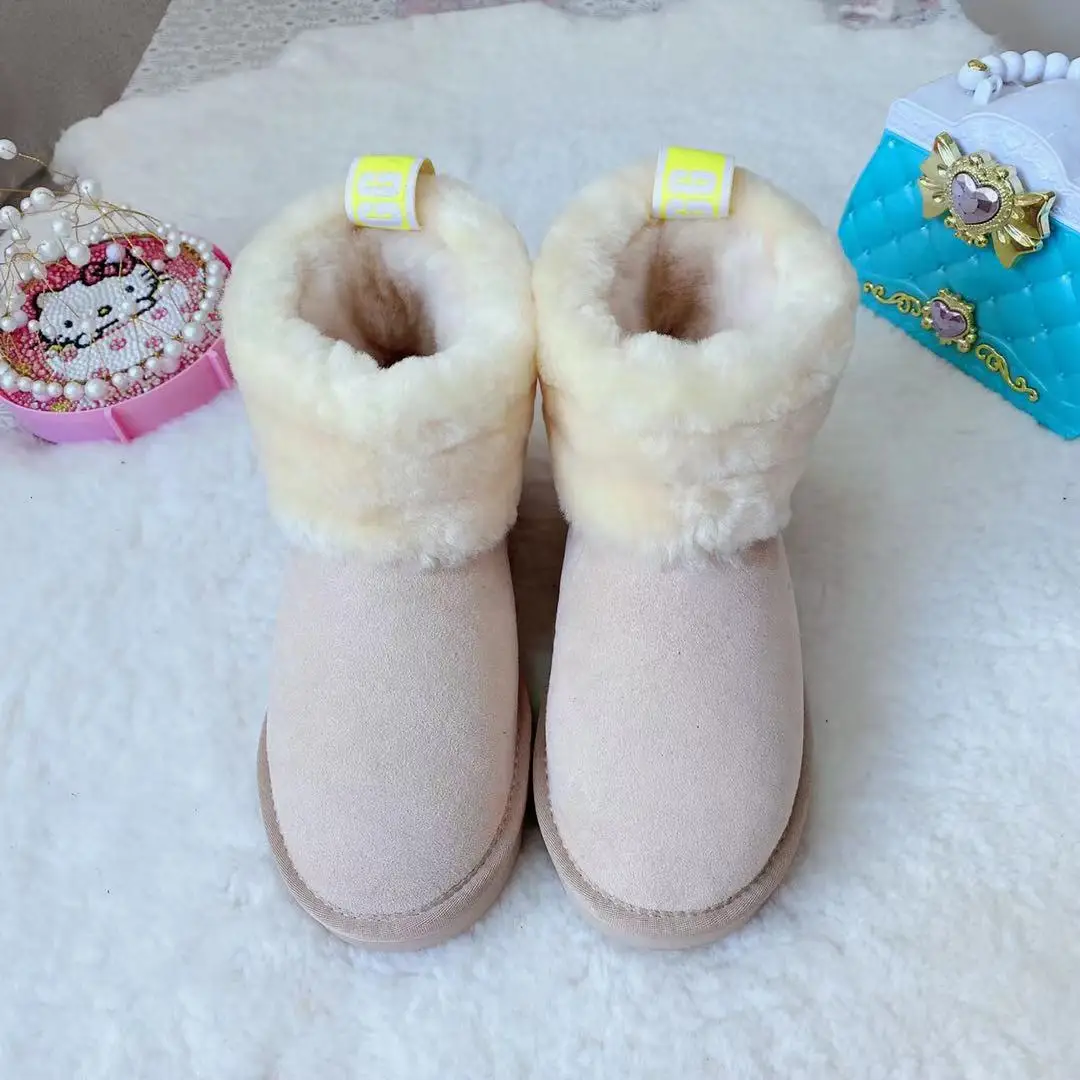 Drop Shipping 2021 New Adult Little Girl Children Kids Designer Waterproof Wholesale Fur Winter Snow Boots