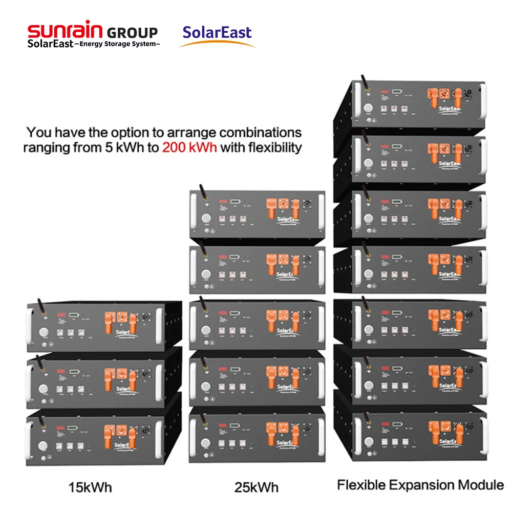 Sunrain 10 Years Warranty Rack Mounted 51.2V102Ah 5Kwh Scalable up to 50Kwh LiFePO4 Battery For Residential ESS Lithium Battery