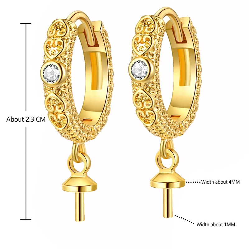 Jewelry semi-finished product inlaid with white Green zircon Earring buckle accessories gold and silver Earrings accessories
