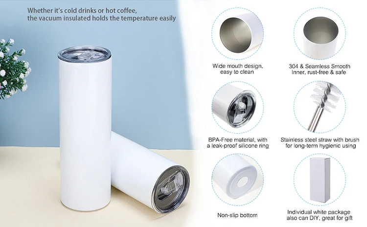 Amazon Hot Sale Sublimation Tumbler Bulk Double Wall 30oz Stainless Steel Tumbler Insulated 20oz Tumblers Blank Sublimation