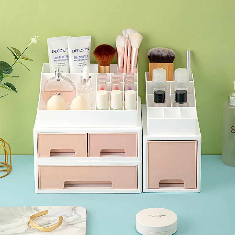 Desktop Cosmetic Drawer Storage Box Organizer Makeup Popular Jewelry Stackable Storage Drawers European Storage Drawers Plastic