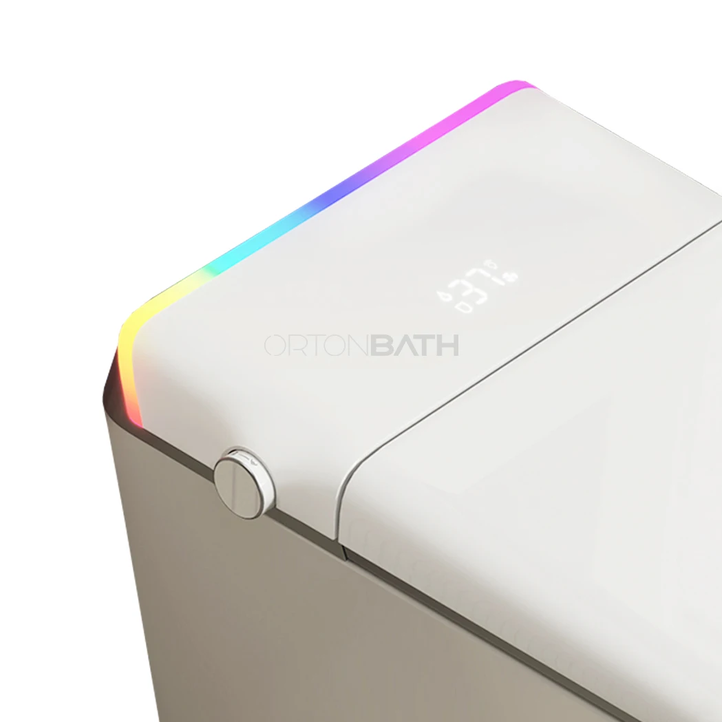 ORTONBATHS Digital Display Smart Toilet with Built-in Bidet Seat Tankless Toilet with Foot Touching Lid Opening Smart Bidet
