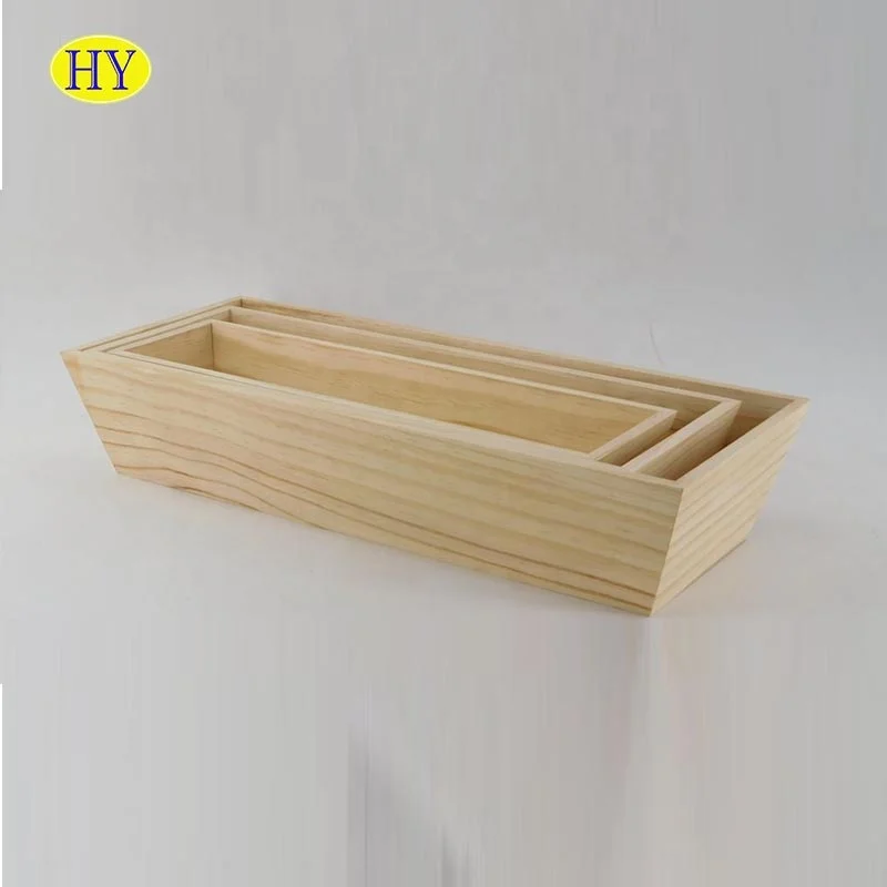 Custom Unfinished Cheap Wooden Decorative Planter Pot