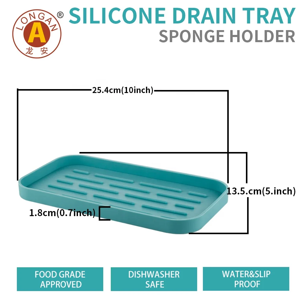 Factory Hot Sale Kitchen Rack Shelf Tray Sink Organizer Silicone Sponge Holder Tray For Kitchen Tool