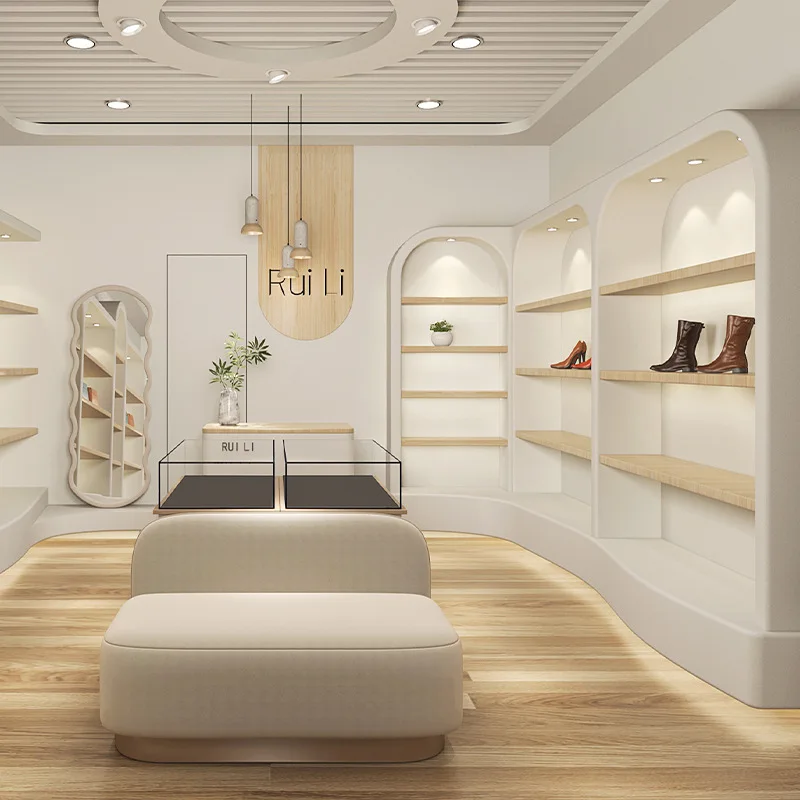 Wholesale retail makeup shelves cosmetic shop retail umbrella wig ceramic tile fruit buffet acrylic food display stand