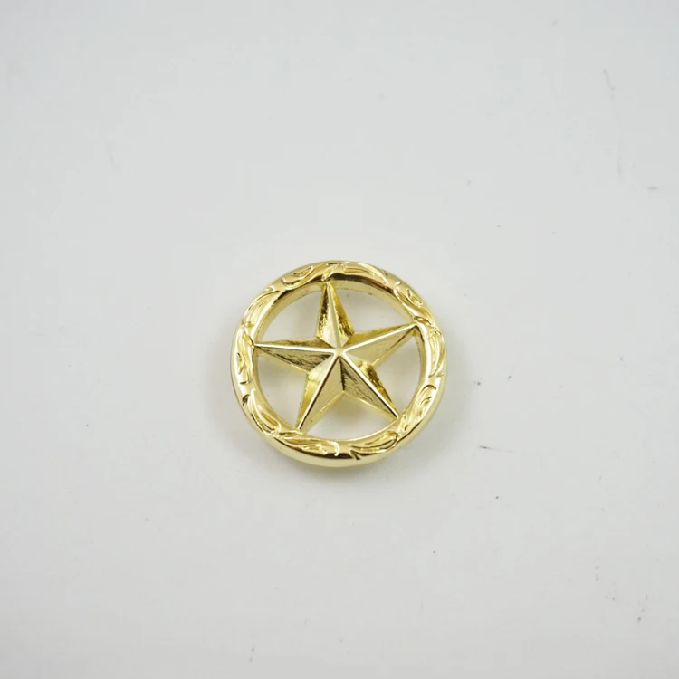 Fancy shape belt accessaries star shape brass brush western screw back conchos