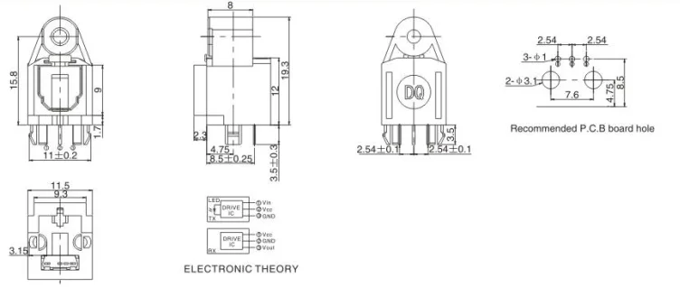 fiber optical mini receiver jacks  connector