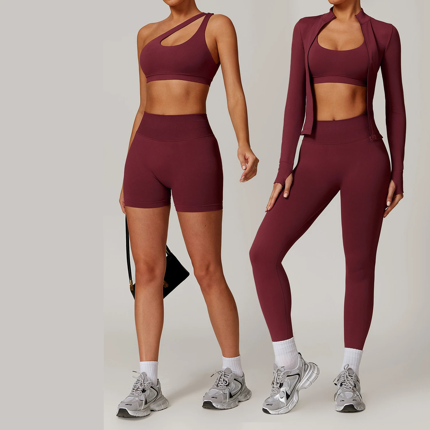 2024/2025 active wear seamless yoga set mujer push up Custom High Stretch Sports Jacket Workout 5 Pieces Yoga Clothings