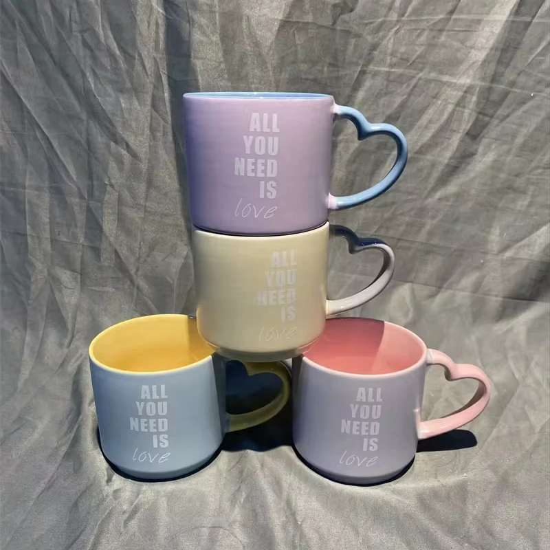Цветная глазурь ZSC с ручкой в форме сердца Новая китайская керамическая кофейная кружка наклейкой наслаждайтесь сегодня