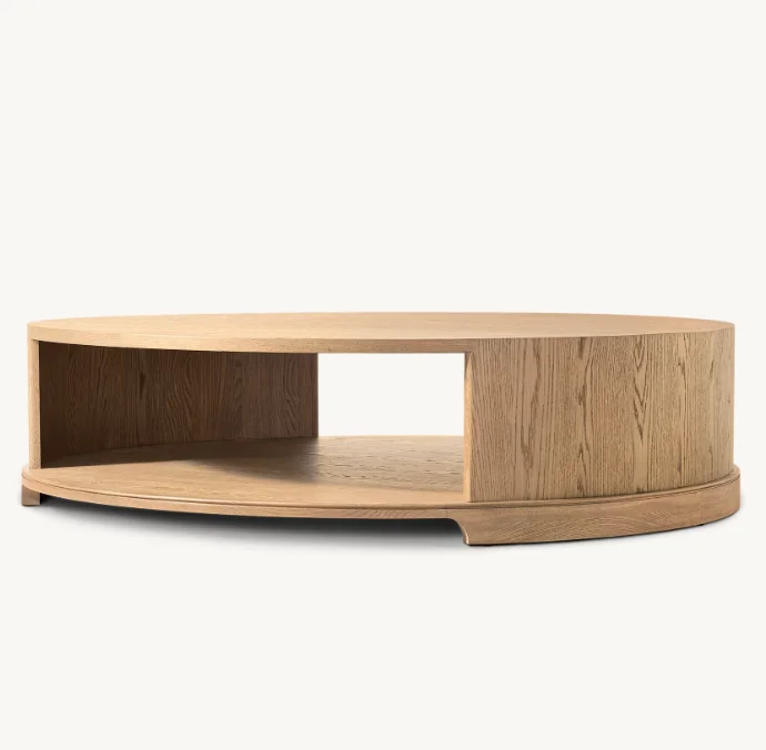 High Quality Solid Oak Wood Round Coffee Table For Living Room