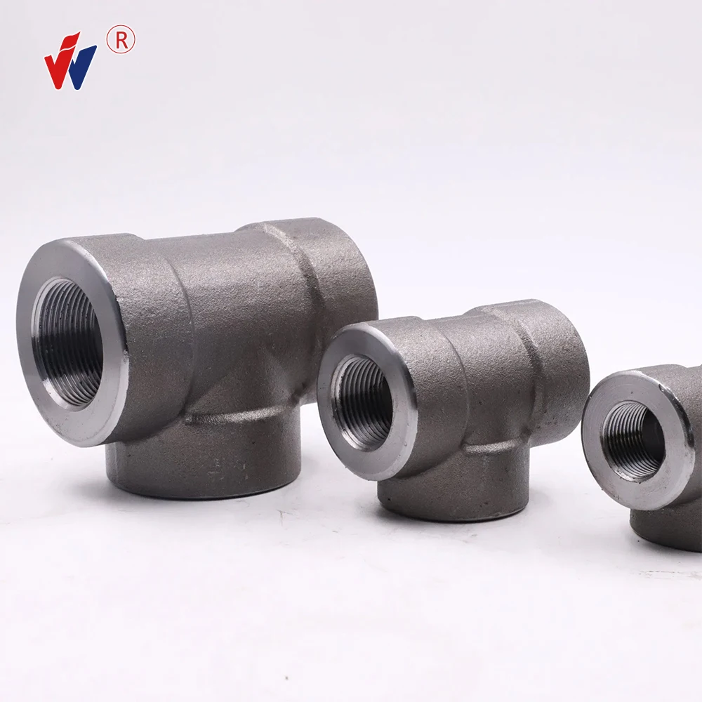High pressure forged carbon steel npt threads pipe fitting tee threaded 2000PSI