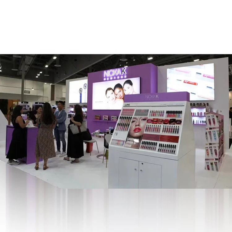 Izexpo Tradeshow Exhibition Booth Fashion Wooden Modular 20ft Cosmetics Show Booth Display Stand Make Up Show Exhibition Booth