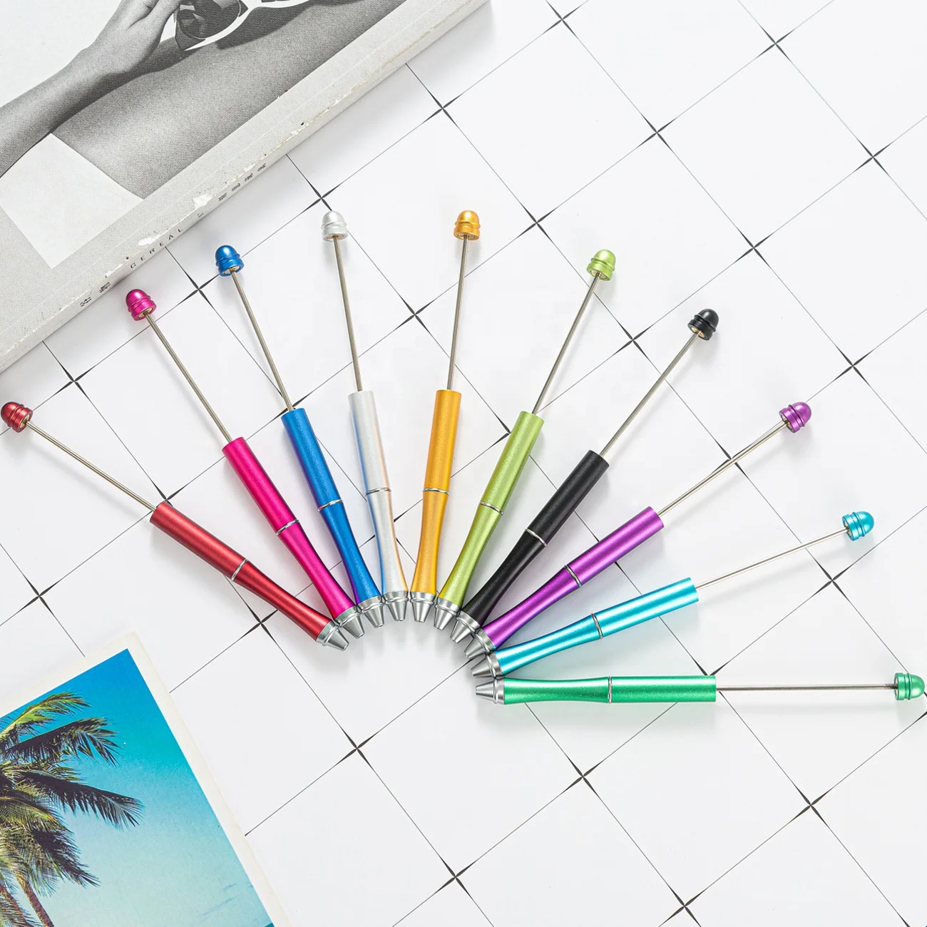 
Multi-color Selection Metal Ballpoint DIY Pen Hot Sale Add a Bead Ball pen Beadable Metal Pen 