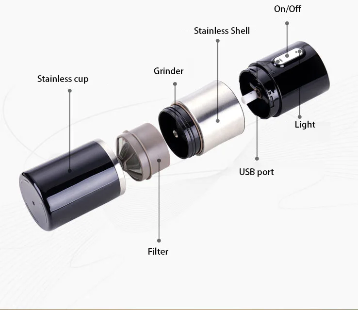 
expresso machin cafetera portatil usb charge travel car smart mini espresso portable coffee maker with grinder 