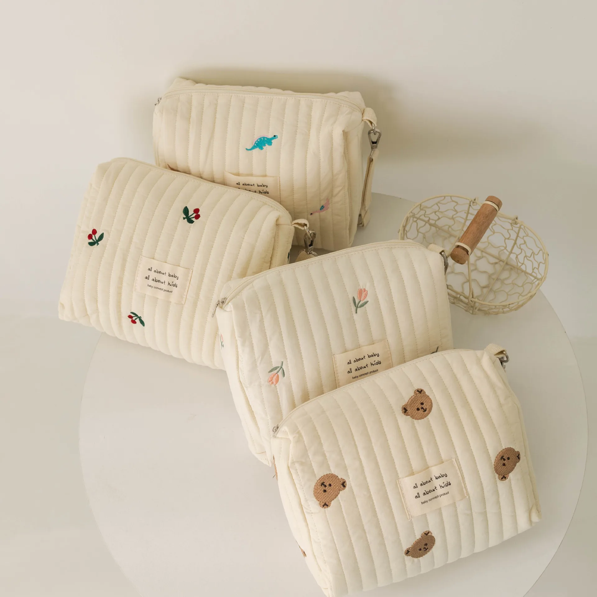 Korean Style New Zipper Embroidery Cotton Mommy Bag Baby