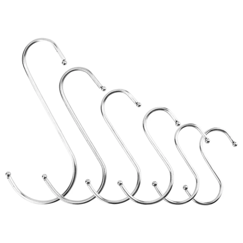 Wholesale Silver Stainless Steel Round S shape Hook Classic Multi Function Polished Hanging Hooks For Kitchen