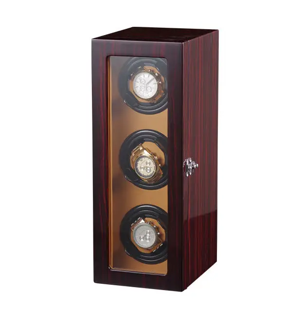 Wood Watch Box Automatic Winding case safe Mechanical Watch Winder Storage Collection Box display 3 Slots with OPEN-STOP