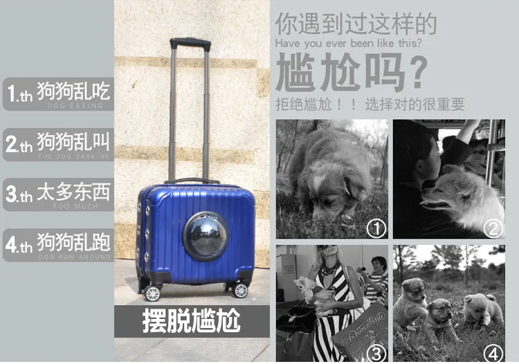 Hot Selling Luxury Large Capacity Travel Weekend Pet Trolley Bag Oxford Go to Park Cat Kitten Puppy Stroller