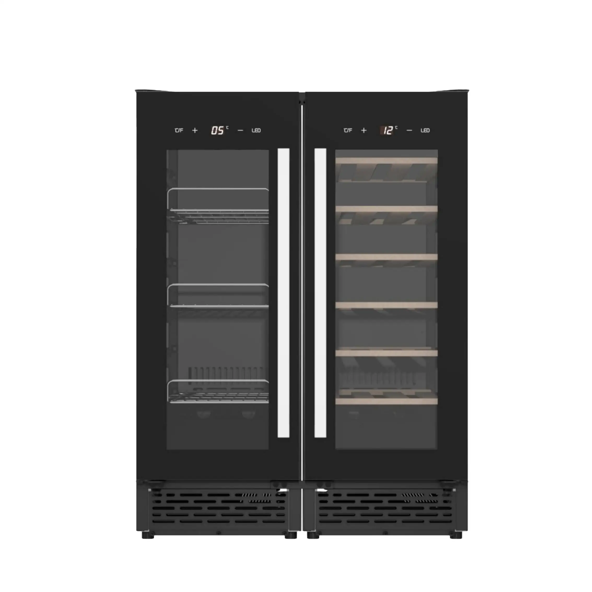 Customized Built Under Dual Zone Side by Side Frost Free Wine and Beverage Fridge Cooler