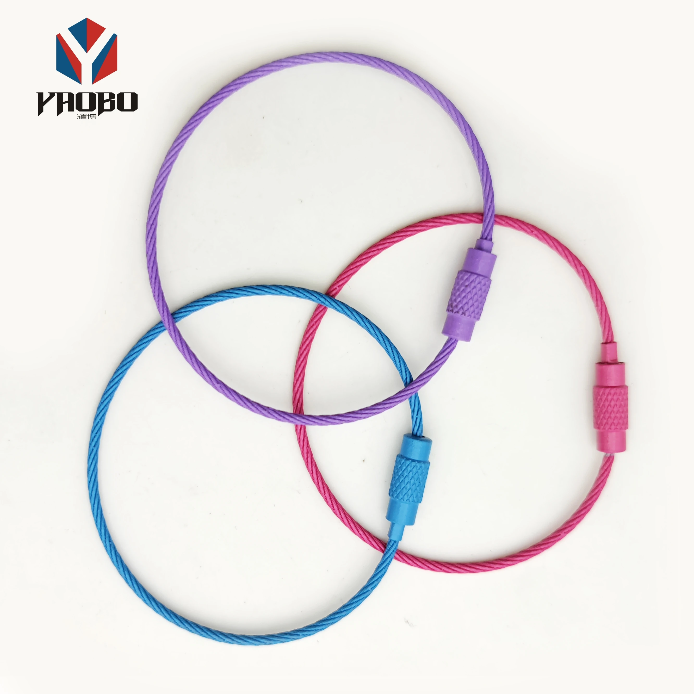 Keychain Lock Screw Cable Rings Stainless Steel Paint Wire Cable Loop Rings For Hanging Tag Keyrings