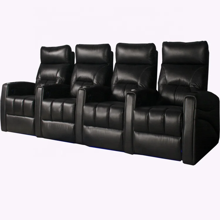 Modern design comfortable automatic recliner sofa for home theatre , black fabric sectional home theater cinema sofa set