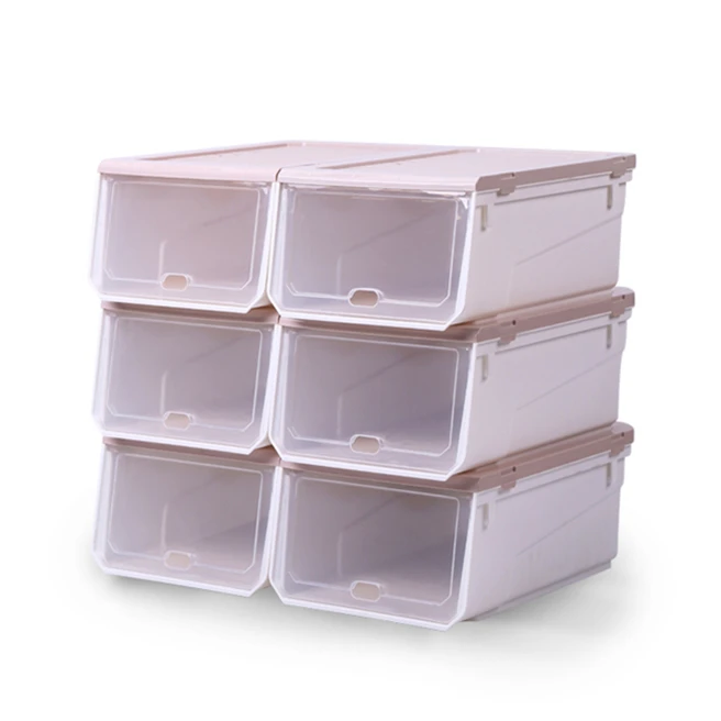 Plastic for High Heels Stackable Drawer Set 3 Push-Pull Organizer Shoe Box Storage