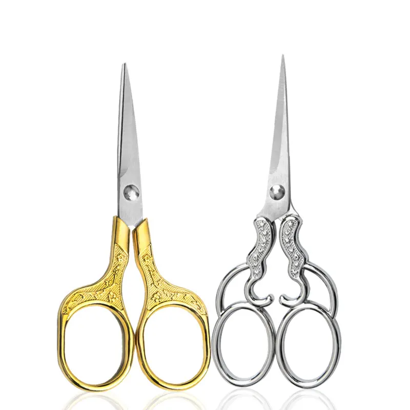 Оптовая продажа, винтажные швейные ножницы из нержавеющей стали, ножницы с ручкой, винтажная вышивка, ремесленные ножницы