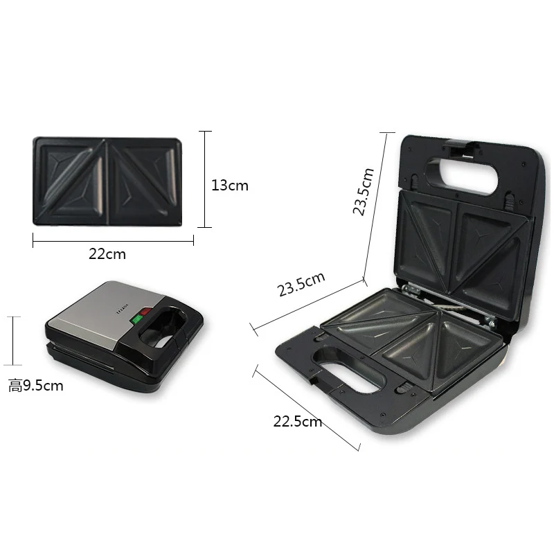 LUCKY FEEL SJ303 New Trending Product 3 in 1 Interchangeable Adjustable Non-stick Breakfast Sandwich Waffle Maker