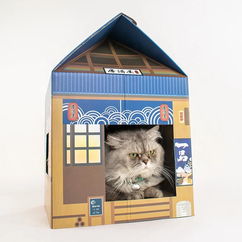 Factory wholesale iIzakaya type cat scratcher board wear-resistant corrugated cat supplies cat scratcher house