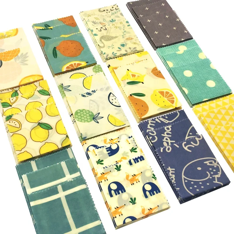 Hot Selling Amazon Biodegradable Natural Organic Cotton Fabric Beeswax Reusable Food Wraps