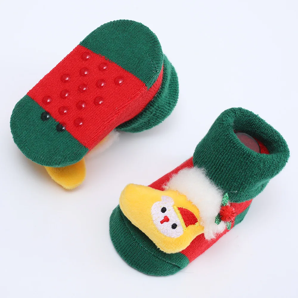 New Christmas baby shoes socks with non-slip glue winter thickened terry socks baby shoes grip socks