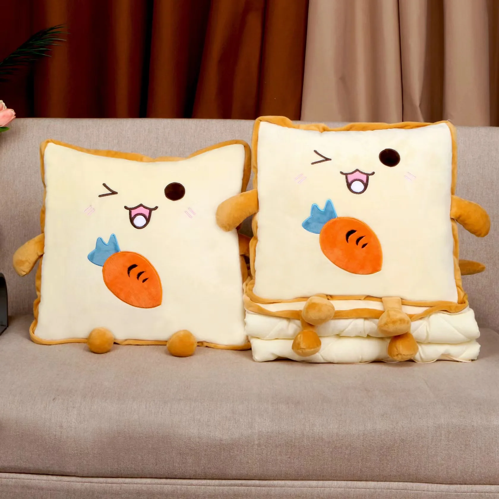 Cartoon soft pillow quilt dual-purpose blanket, cushion pillowcase backrest pillow nap pillow