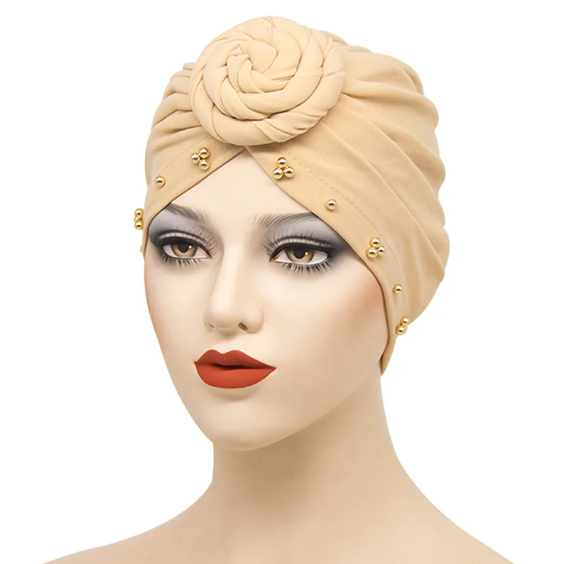 Fashion Multifunction Silk Bonnet Satin Hat Donut Plate Flower Hat Muslim Milk Silk Turban Indian Adult Hat Women Hair Towel