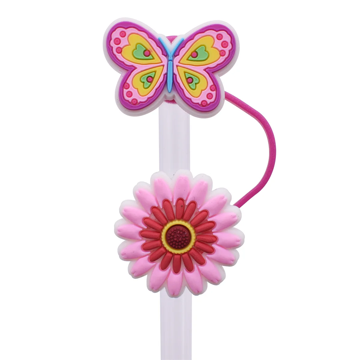 8MM Butterfly Flower Straw Cover Glass Cap Pearl Milk Tea Protective Cover Straw Cup Accessories Universal Dustproof Straw Cap